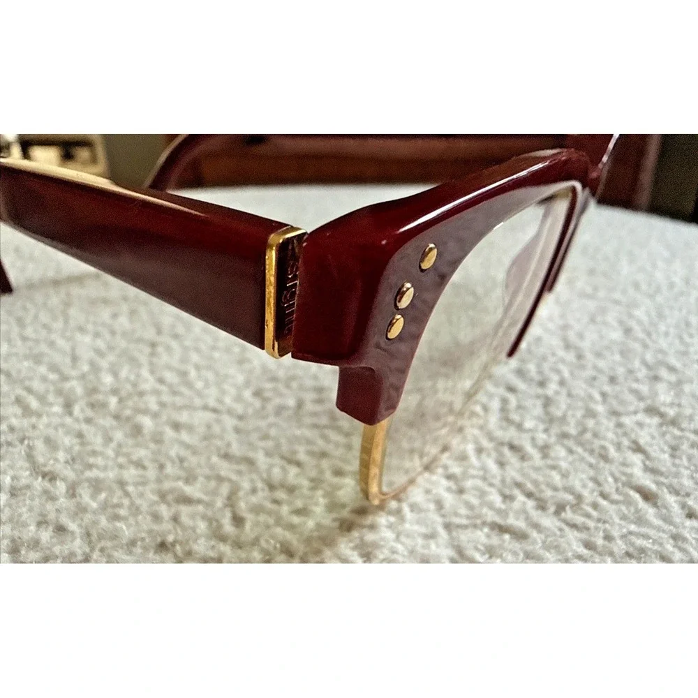 SHAUNS Harris Italian Eyeglasses Burgandy Gold Rim CatEye 51-20 C.07 Frames only